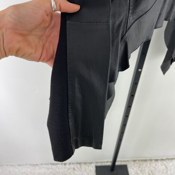 Bod & Christensen Women's Black Draped Collar Leather Snap Sleeve Jacket Size M - Picture 9 of 14